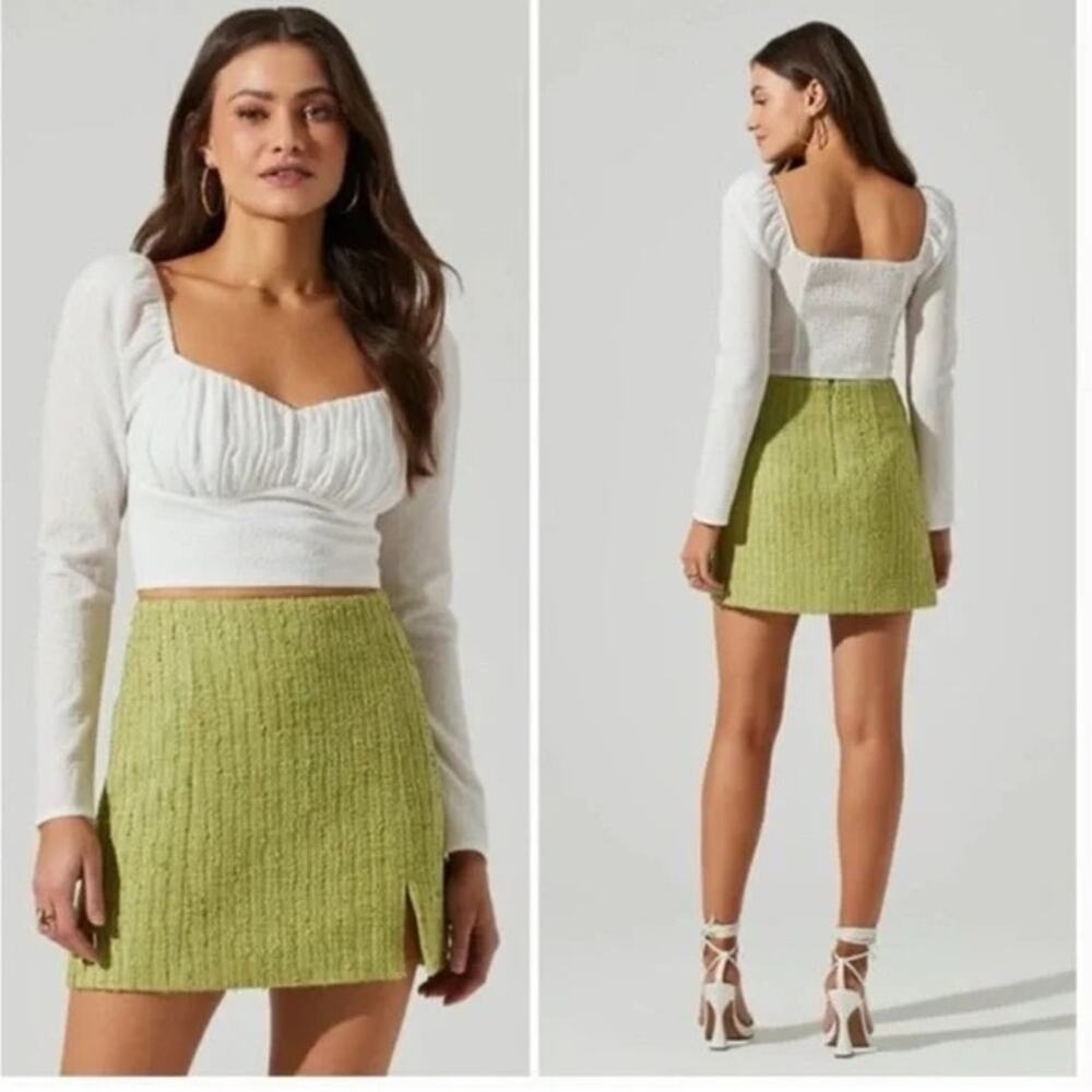 ASTR the Label Sweetheart Crop Top Size XL White Long Sleeve